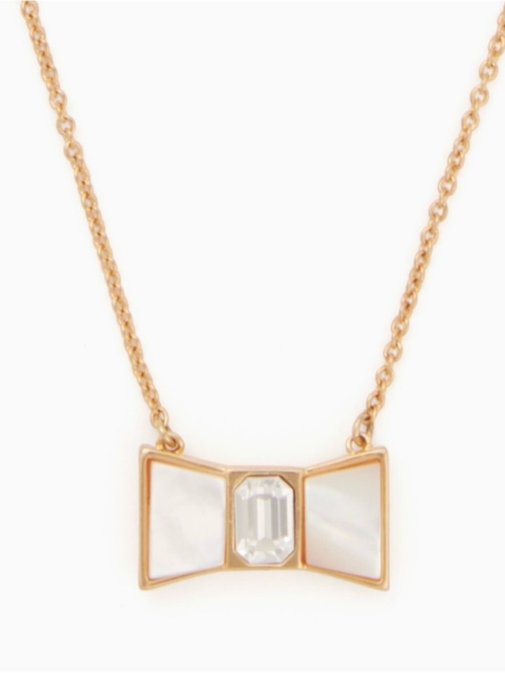 NWT  kate spade  Gold & Crystal Take A Bow Pendant Necklace